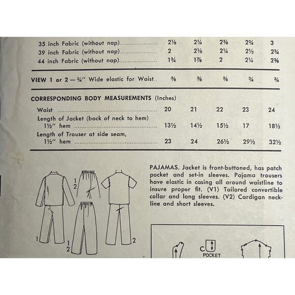 Advance 7874 pattern kids pajama top pants 1950s size 8 - Picture 5 of 6
